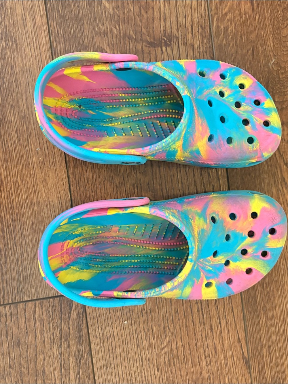 CROCS Kids Multicolor Tie-Dye Clog Sandals - Blue Pink Yellow